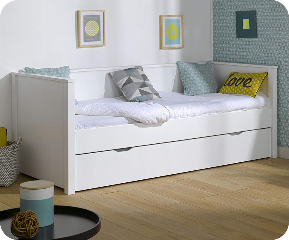 Pack Lit Gigogne Nova Blanc 80x200 Cm Avec 2 Matelas Pack Lit Gigogne Nova Blanc 80x200 Cm Avec 2 Matelas