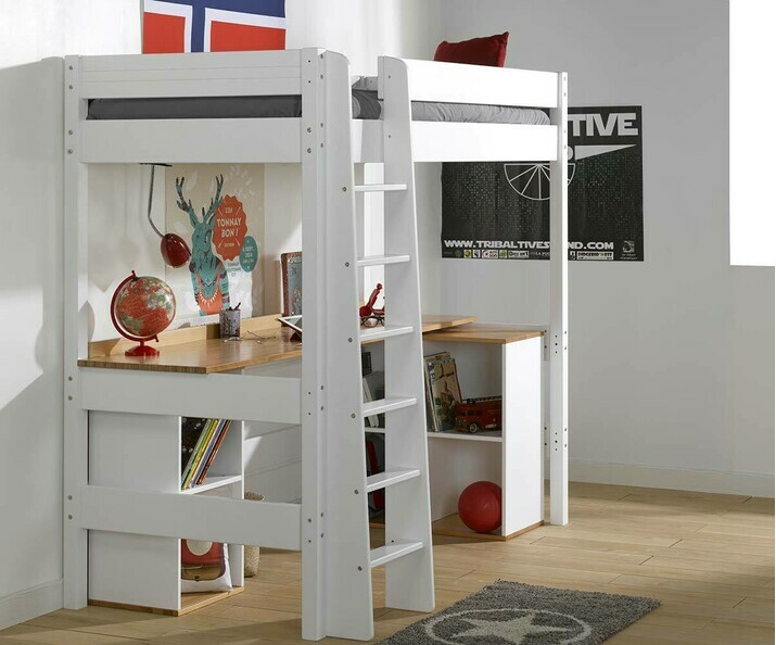 Lit Mezzanine Clay Blanc avec Bureau intégré