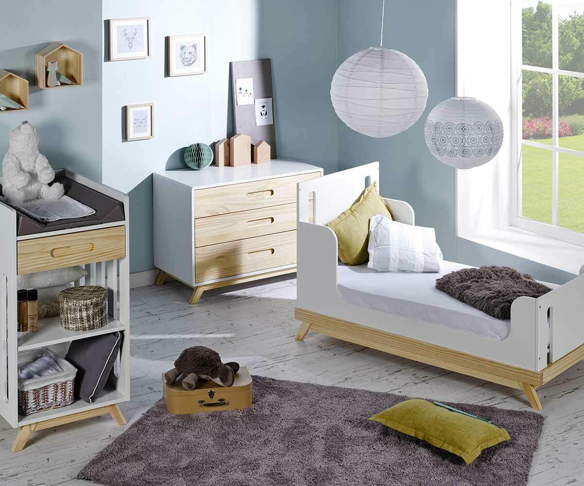 Mini Chambre Bebe Songe Blanche Et Bois En Pin Massif Et Mdf