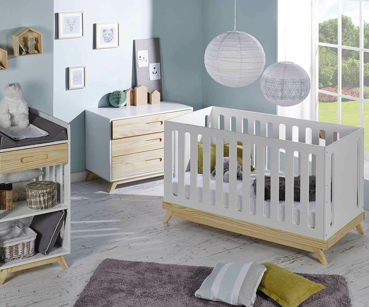 Mini Chambre Bebe Songe Blanche Et Bois En Pin Massif Et Mdf