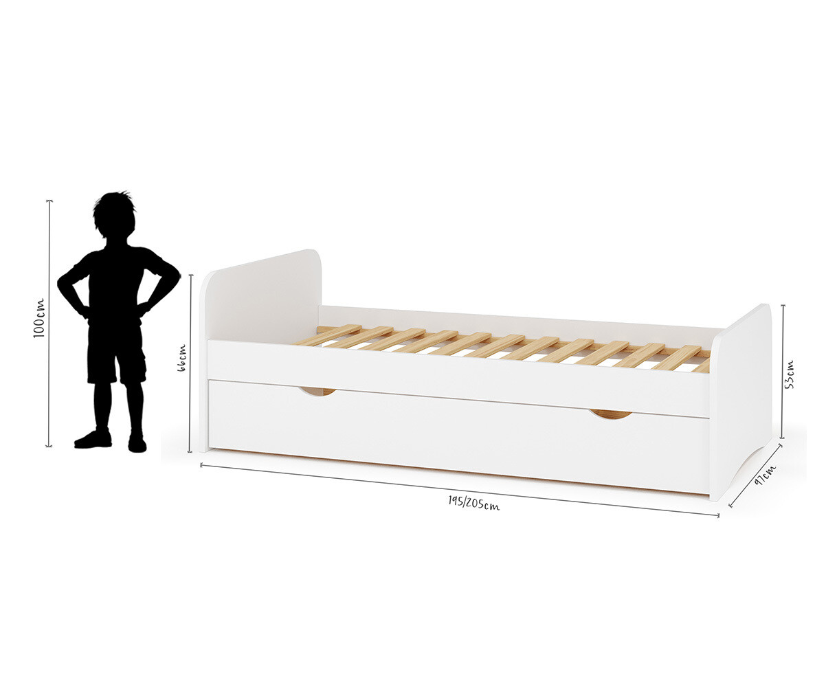 Lit gigogne enfant Twist Bois naturel 90x190 cm