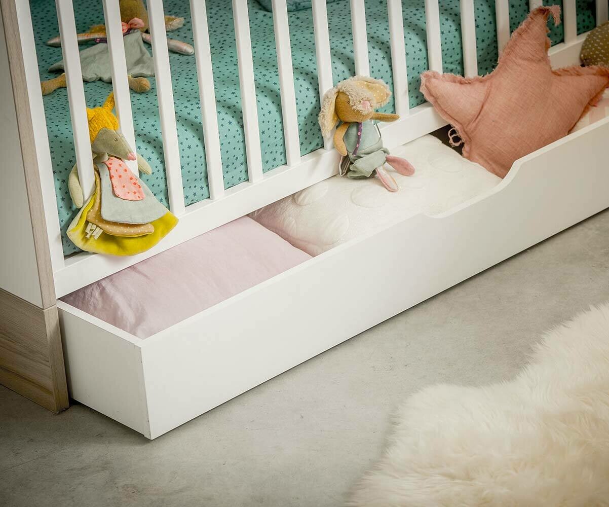 Lit Bebe Evolutif Plume Blanc Et Bois Avec Matelas