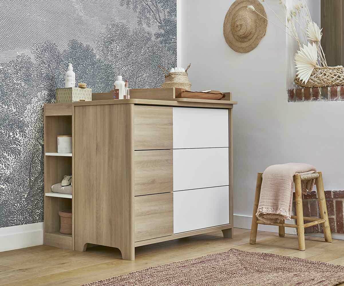 Commode bébé Lili Bois et blanc