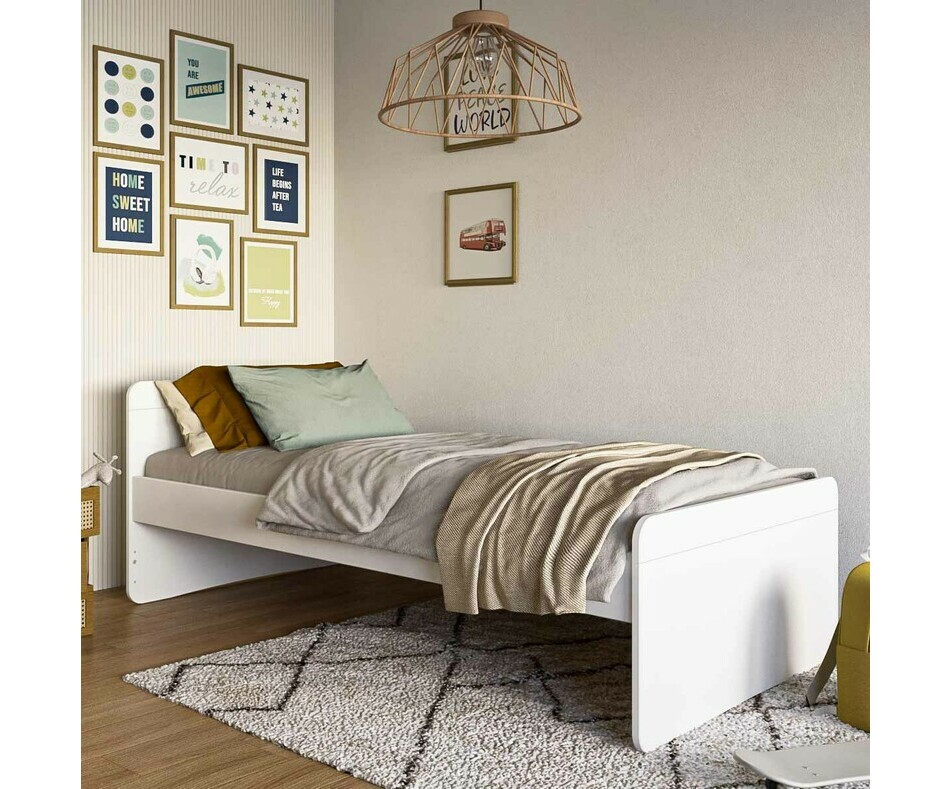 Pack Lit Enfant Willow Blanc avec Sommier et Matelas