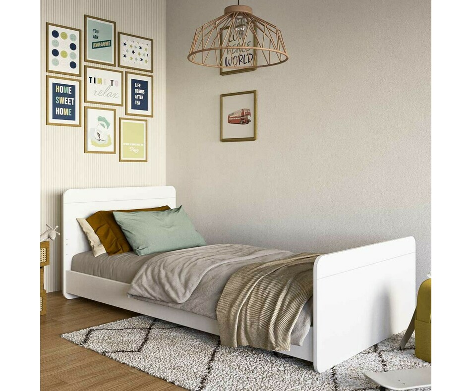 Lit Enfant Willow Blanc avec Sommier et Matelas