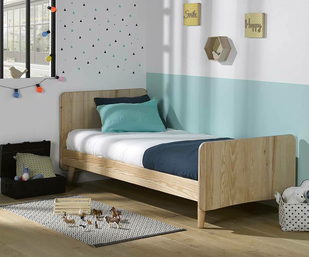 Lit enfant avec sommier et pieds Willow Bois naturel 90x190 cm