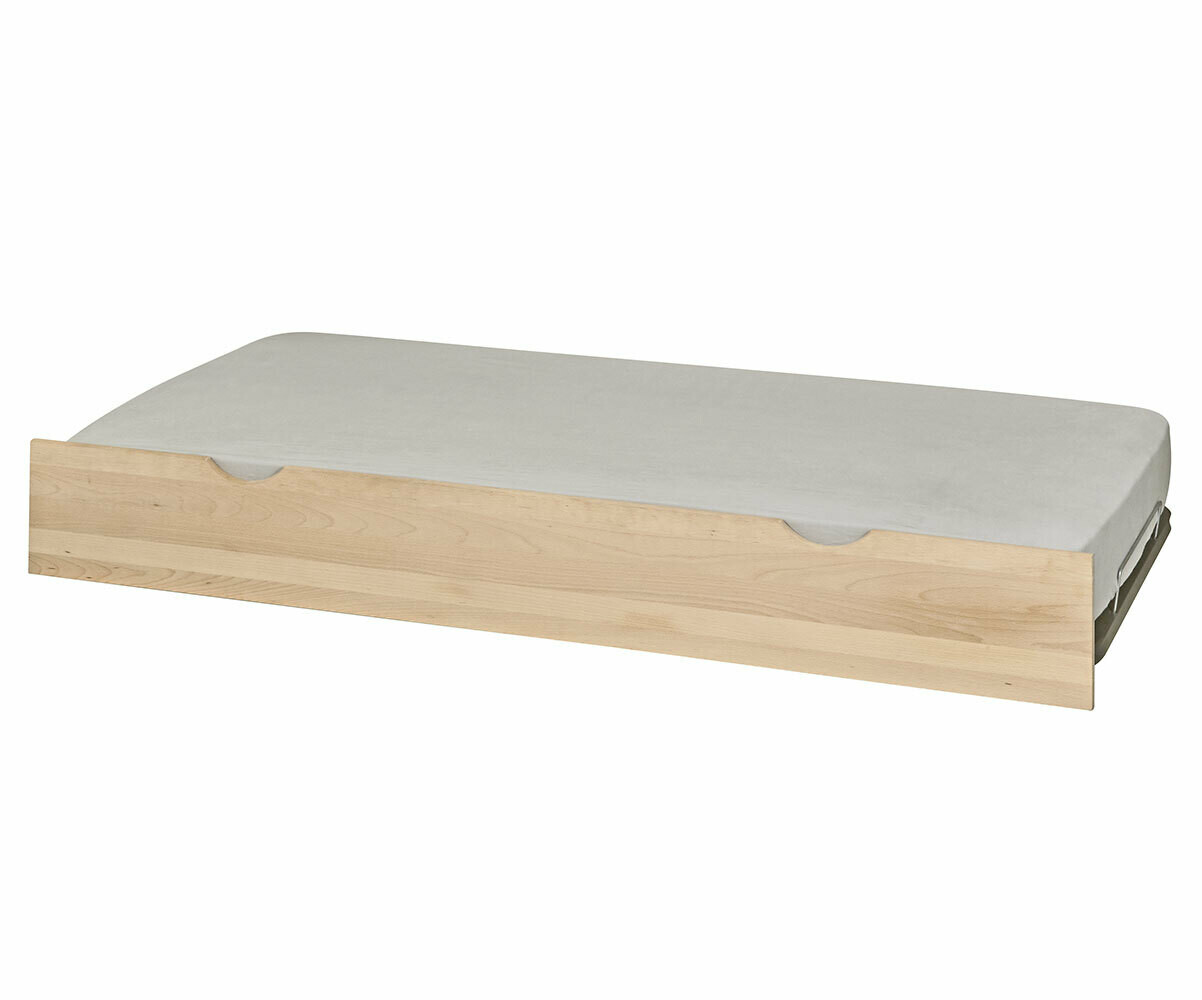Sommier gigogne enfant avec façade en bois massif 2 passe mains Noisette 80x190 cm