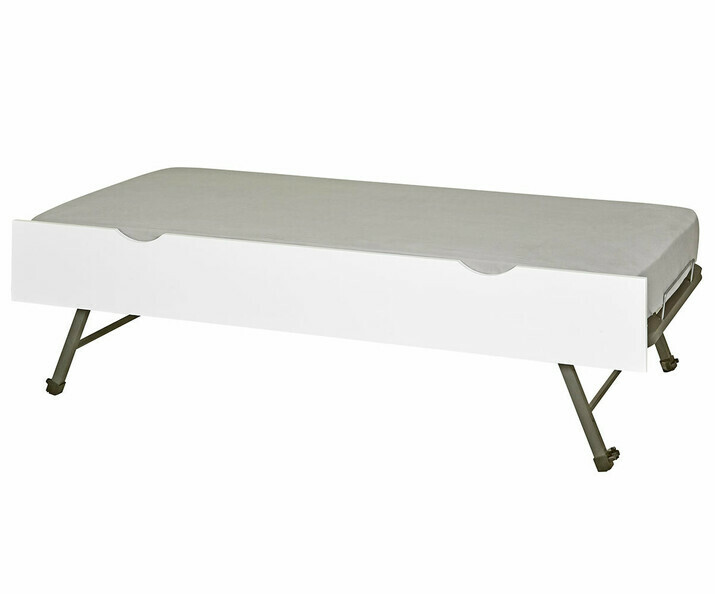 Sommier Gigogne avec Façade en Bois Massif Blanche Matelas en Option