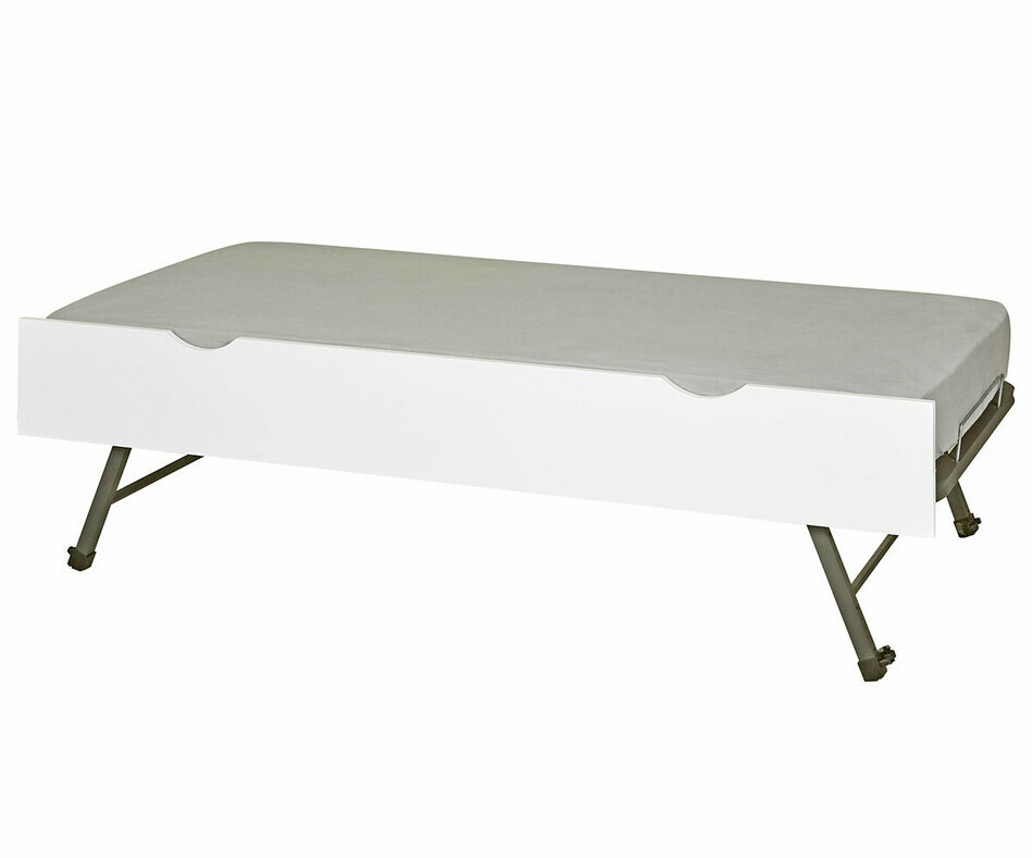 Sommier Gigogne avec Façade en Bois Massif Blanche Matelas en Option