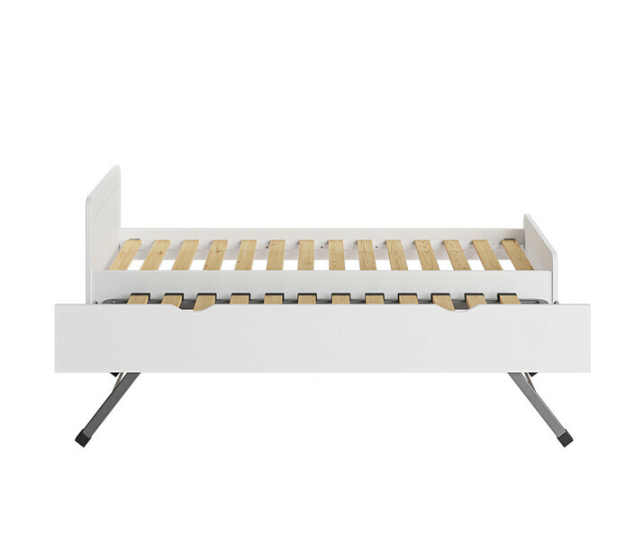 Lit Willow blanc avec sommier gigogne ouvert