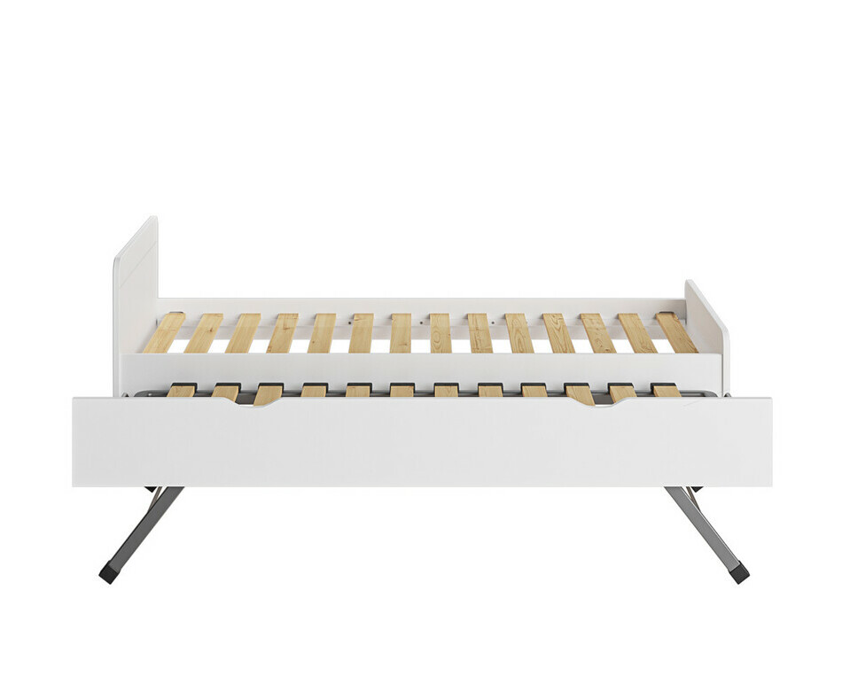 Lit Willow blanc avec sommier gigogne ouvert