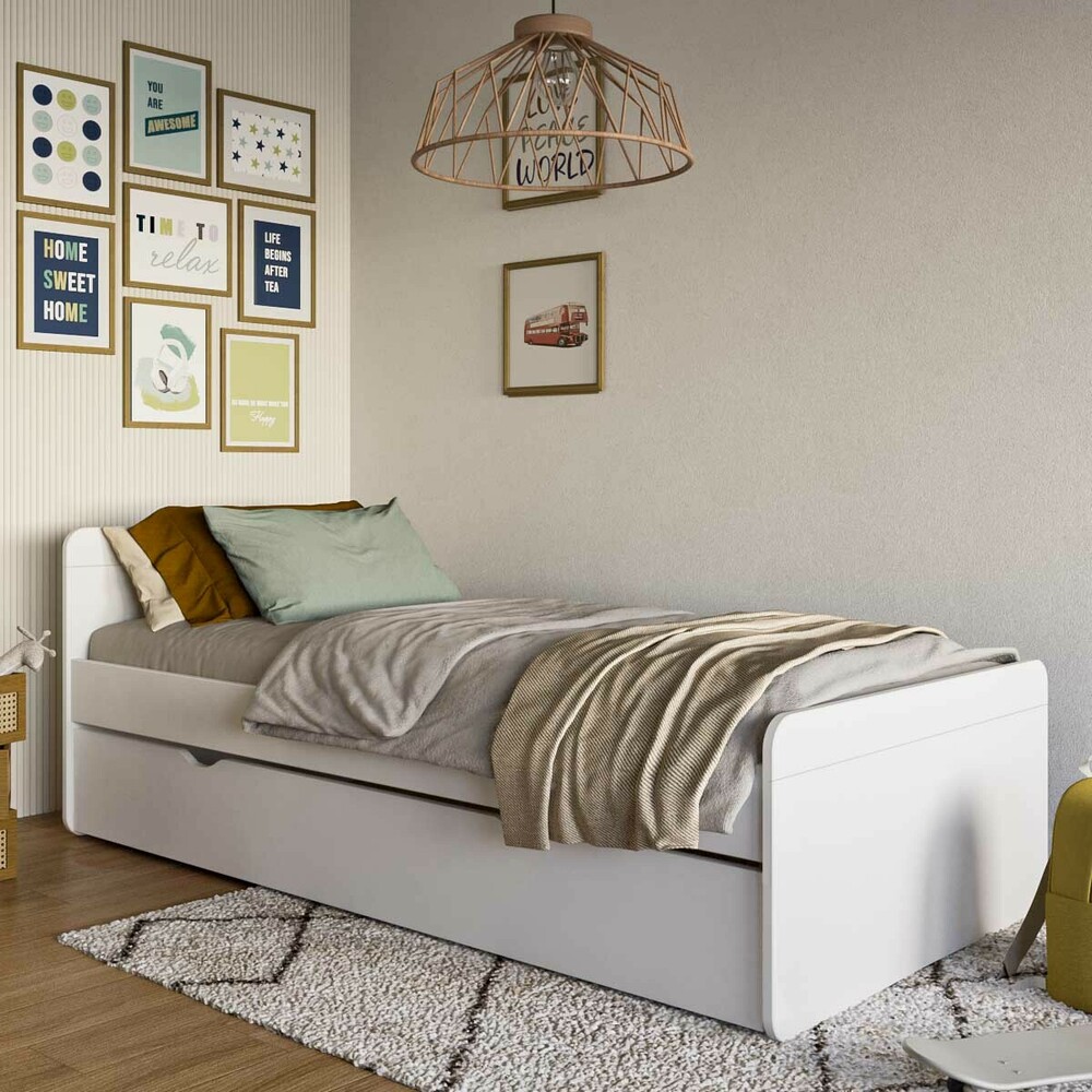 Lit gigogne enfant avec 2 matelas Willow Blanc 90x190 cm/Opt:Matelas Airfresh 15 cm