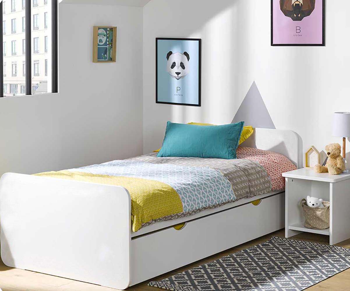Lit enfant avec sommier et matelas Lemon Blanc 90x190 cm/Opt:Matelas Airfresh 15 cm