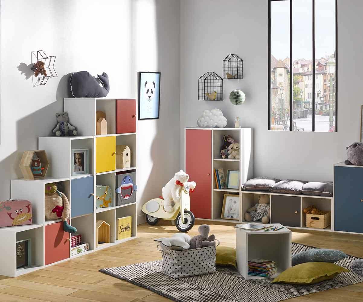 Rangement enfant armoire modulable 6 cubes garçon - Meuble de rangement  enfant - Meuble enfant - Meuble