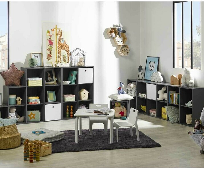 Bibliothèque avec Meuble de Rangements Moov 3 Cases Grises