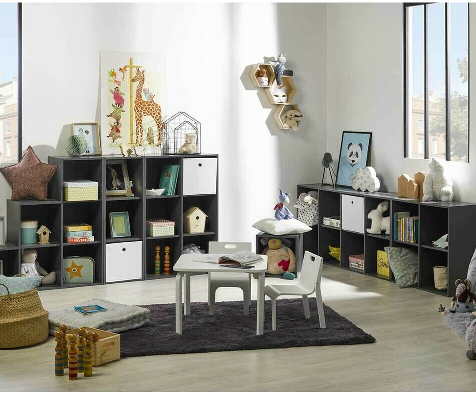 Bibliothèque avec Meuble de Rangements Moov 3 Cases Grises