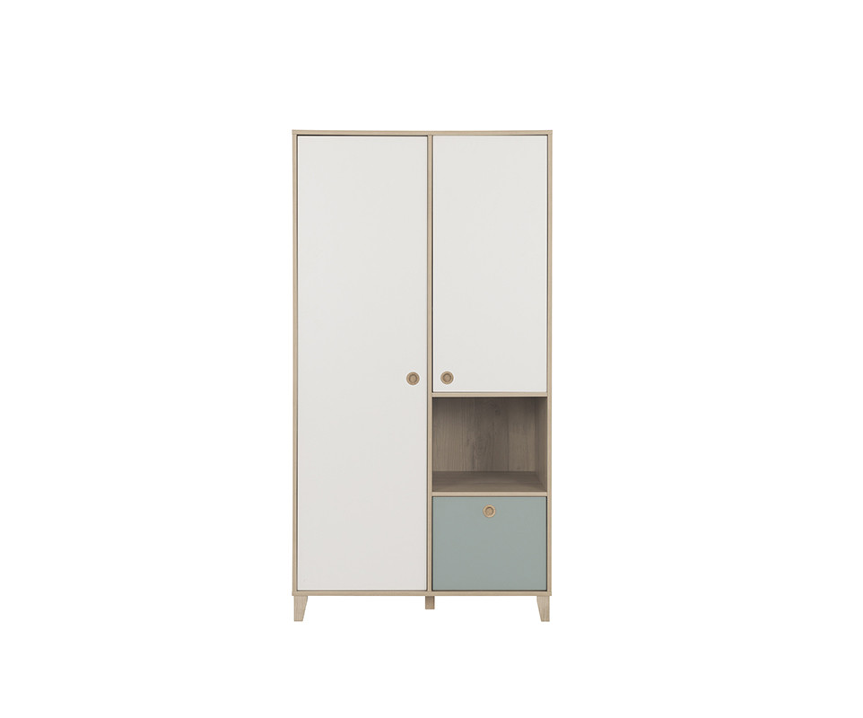 Armoire Bebe Perle Blanche Et Bois