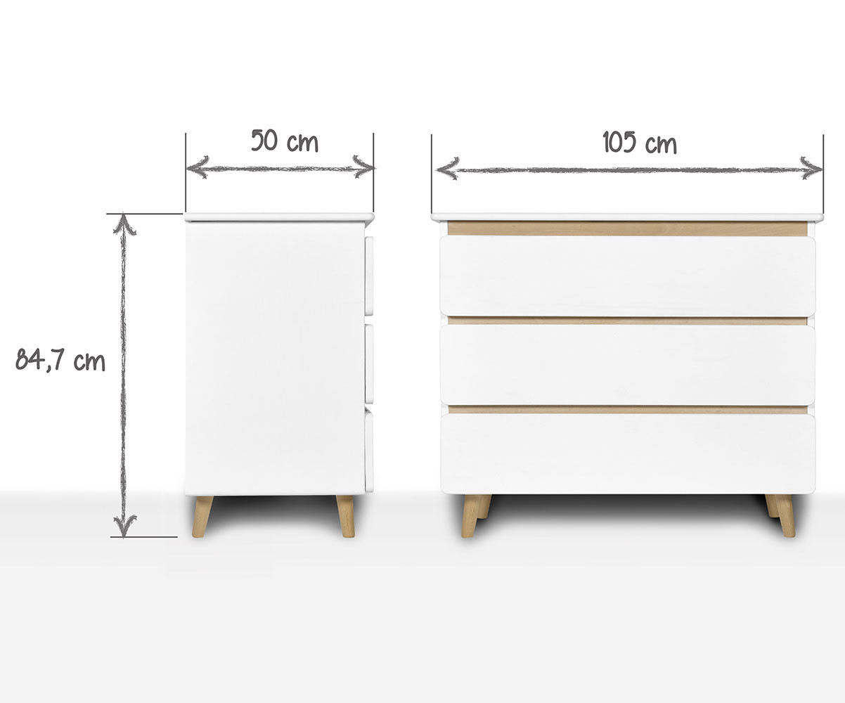 Commode Enfant Willow Avec Pieds Made In France Moderne Et Robuste