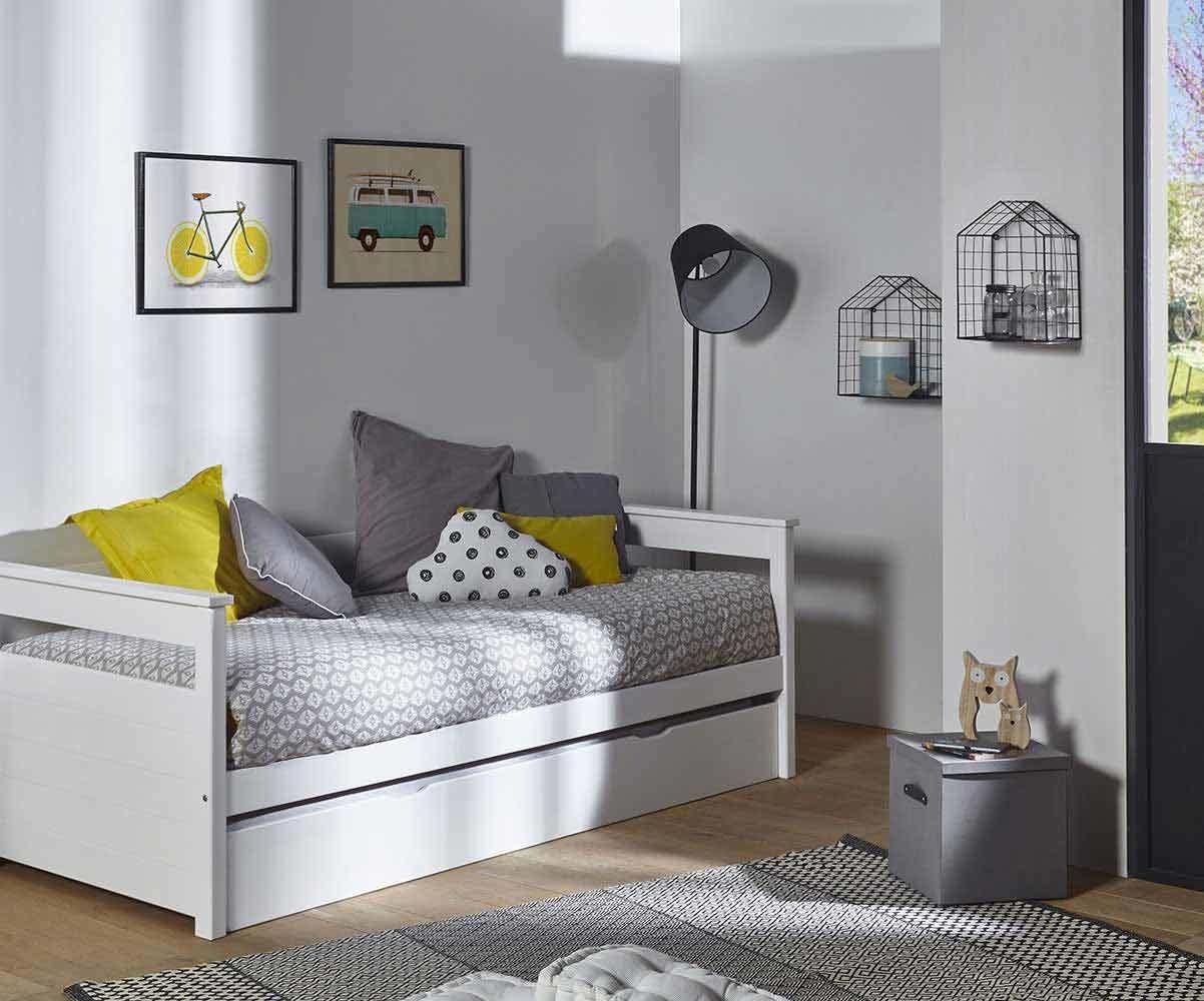 Lit gigogne banquette enfant Mélo Blanc 90x190 cm