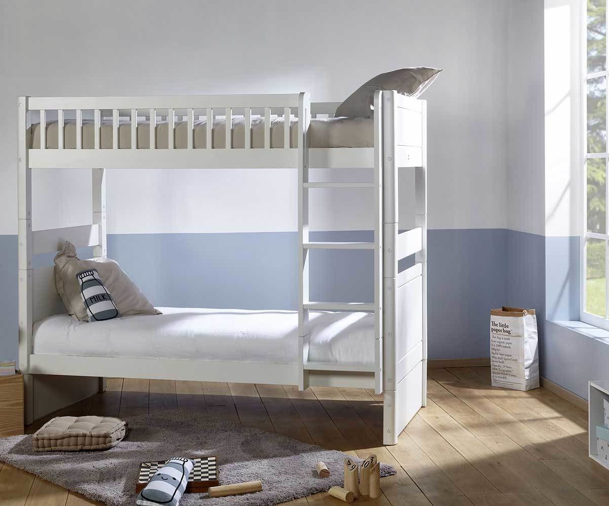 Lit superposé évolutif enfant couchage haut avec 2 matelas Rio Blanc 90x190 cm/Opt:Matelas Norway 13 cm