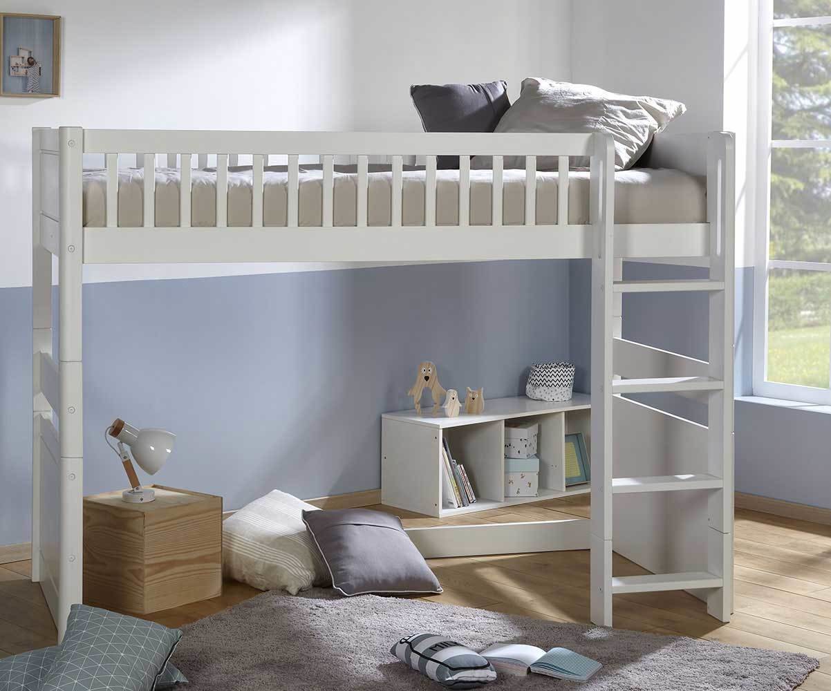 Lit mi-hauteur enfant évolutif Rio Blanc 90x190 cm Couchage haut