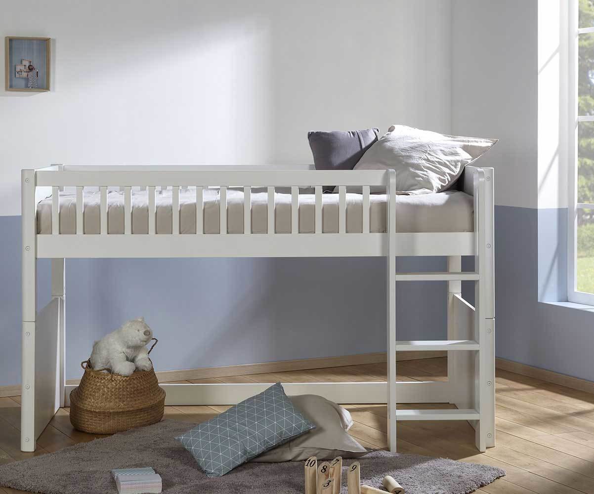 Lit mi-hauteur enfant évolutif Rio Blanc 90x190 cm Couchage bas