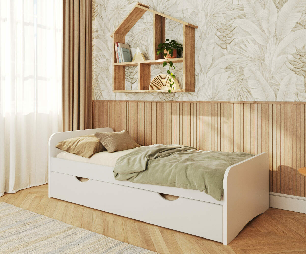 Lit ado avec sommier et matelas Twist Bois naturel 90x200 cm/Opt:Matelas Airfresh 15 cm