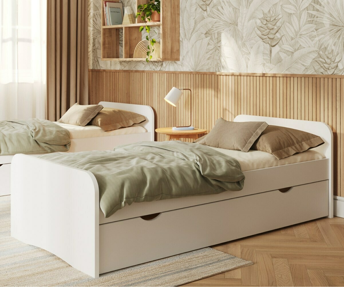 Lit gigogne ado avec 2 matelas Twist Blanc 90x200 cm/Opt:Matelas Airfresh 15 cm