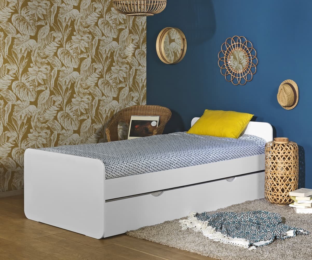 Lit gigogne adulte avec 2 matelas Lemon Blanc 90x190 cm/Opt:Matelas Airfresh 15 cm