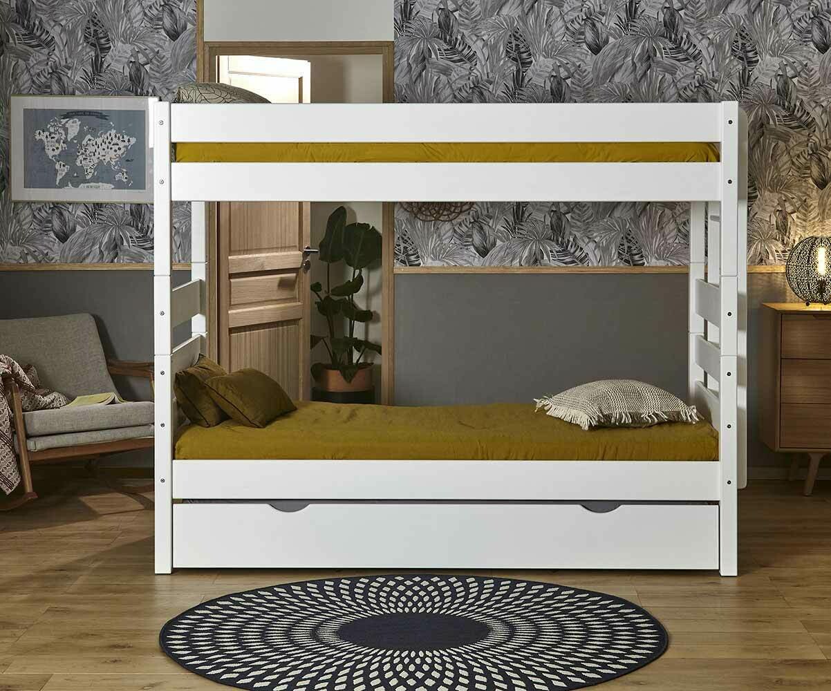 Lit superposé ado haut avec 2 matelas Kids Blanc 90x190 cm/Opt:Matelas Airfresh 15 cm