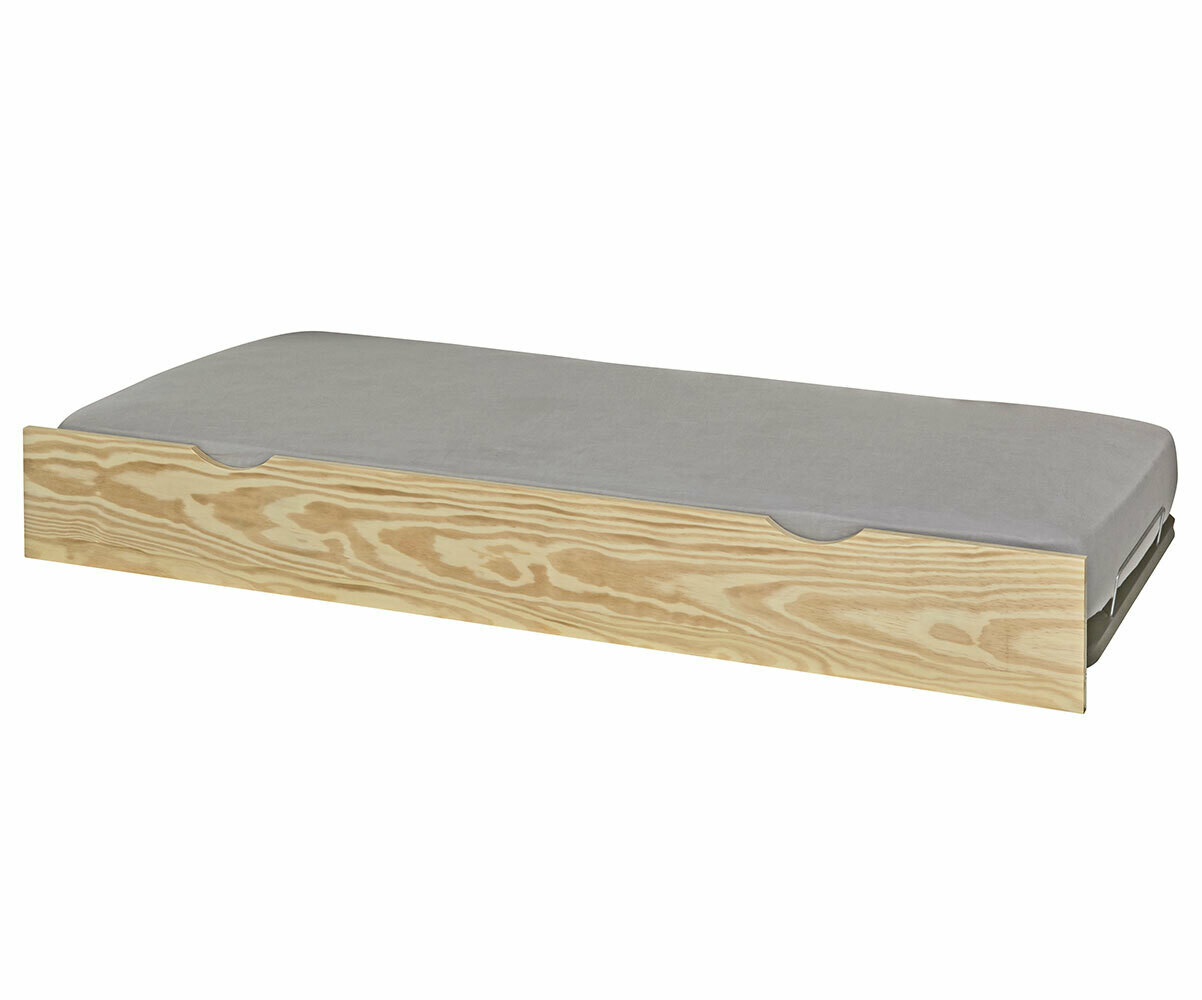 Sommier gigogne ado avec façade en bois massif 2 passe mains Hêtre 80x200 cm