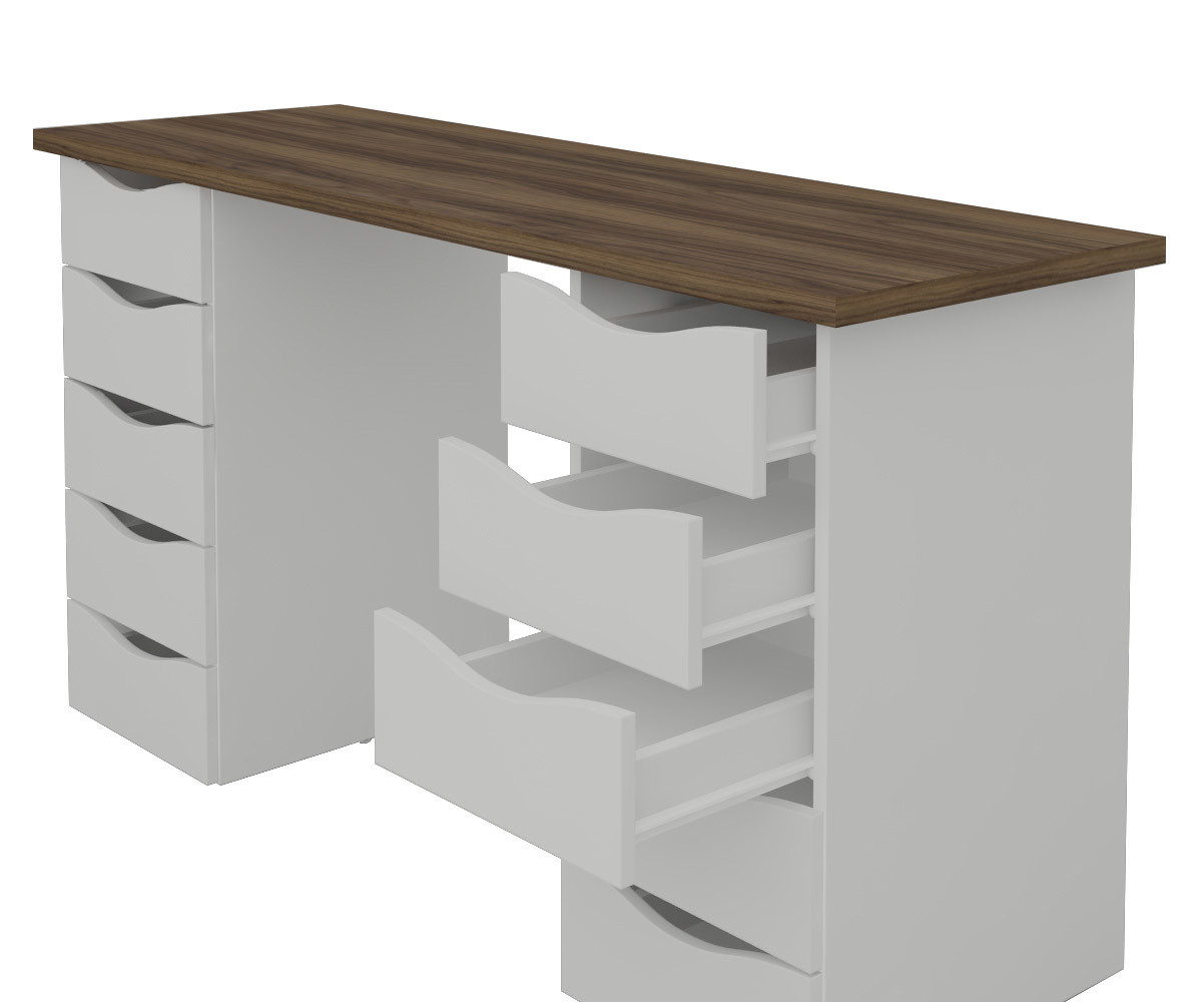 Bureau moderne avec rangement gris et bois pour bureau