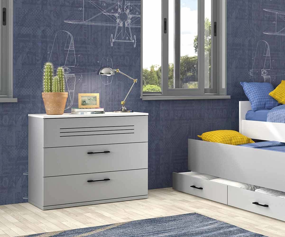 Commode ado Ezio Blanc et gris clair