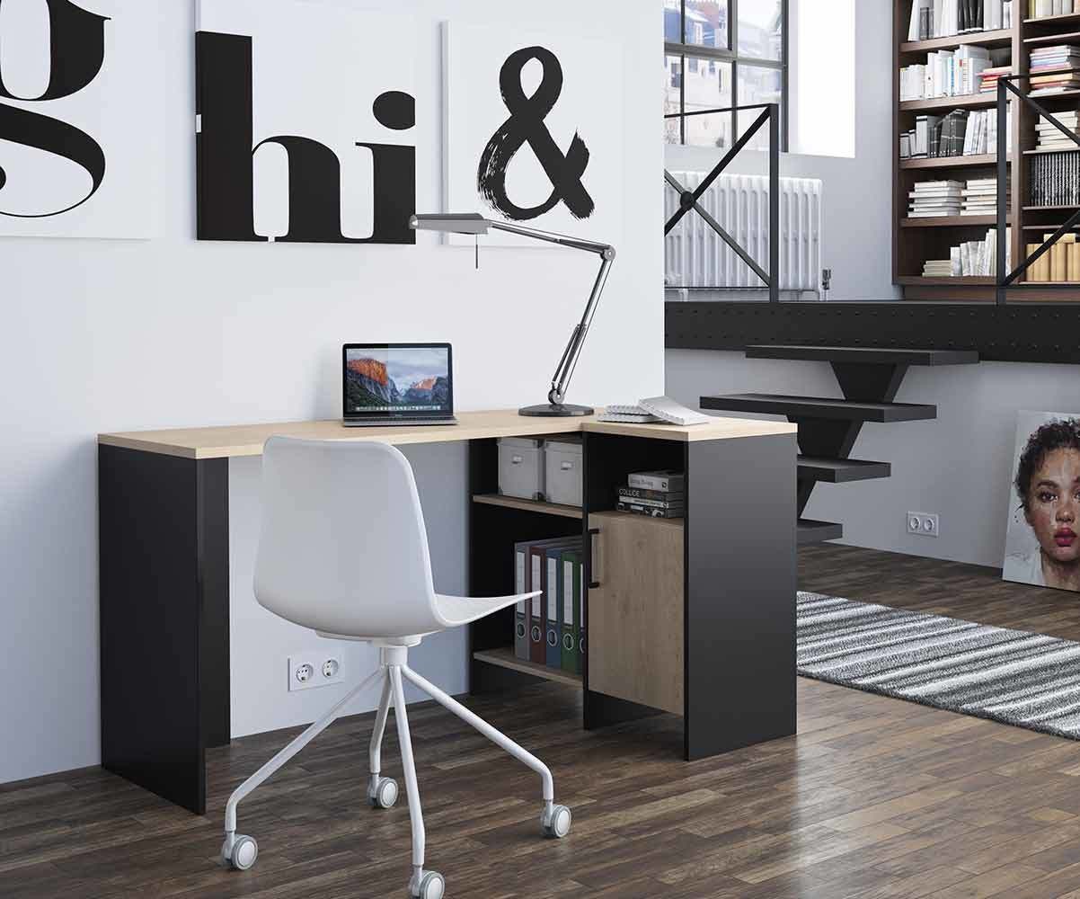 Bureau enfant Brixton Noir et chêne