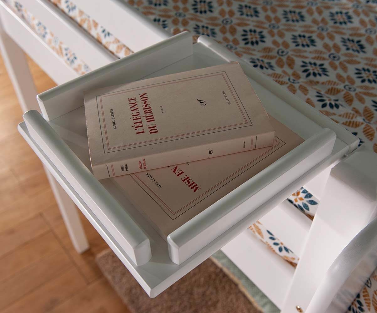 Tablette chevet pour lit ado Gana Blanc