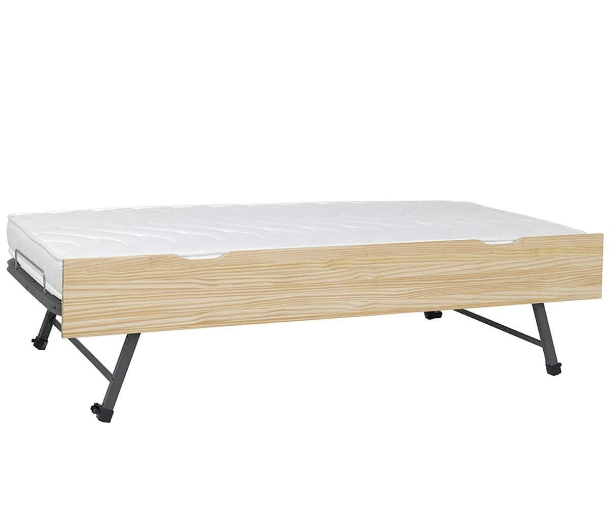 Sommier gigogne enfant avec façade Zou Bois naturel 90x190 cm