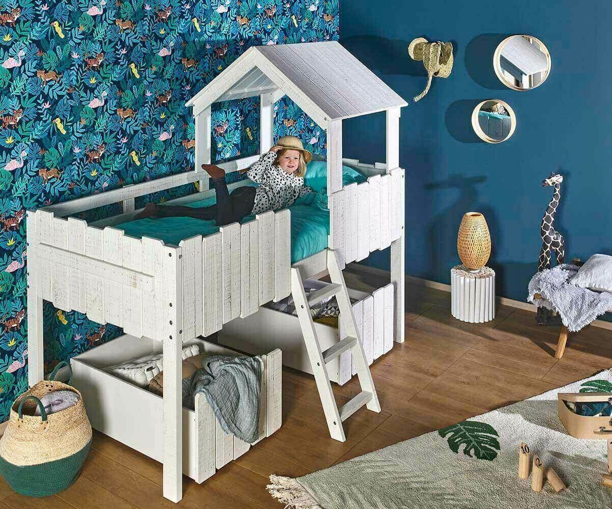 Lit Cabane Enfant avec 2 tiroirs - Ma chambre de rêve