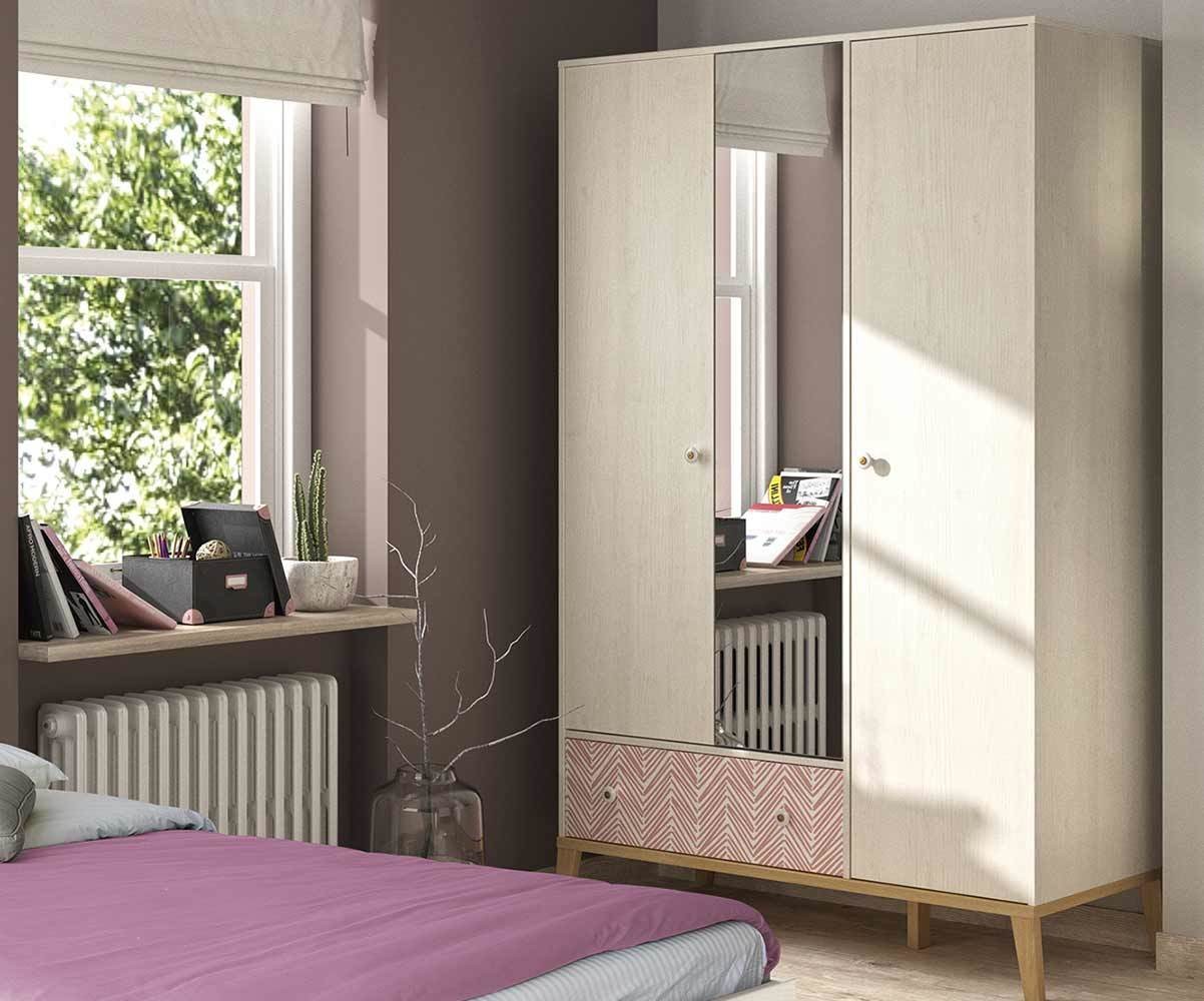 Armoire Enfant Malte 3 Portes Avec 1 Miroir Fabrication Francaise