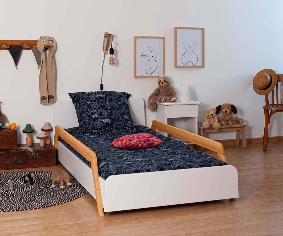 Lit Enfant Avec Barrieres Sommier Et Matelas Ozzo En Bois Massif