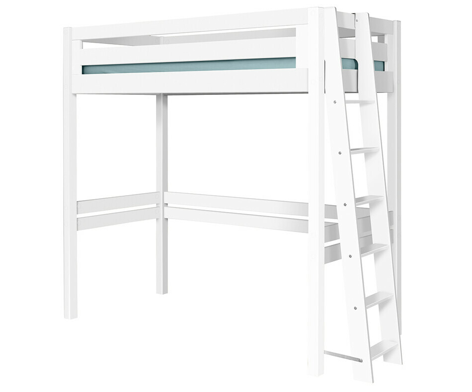 Lit mezzanine Fynn blanc avec échelle oblique petit côté