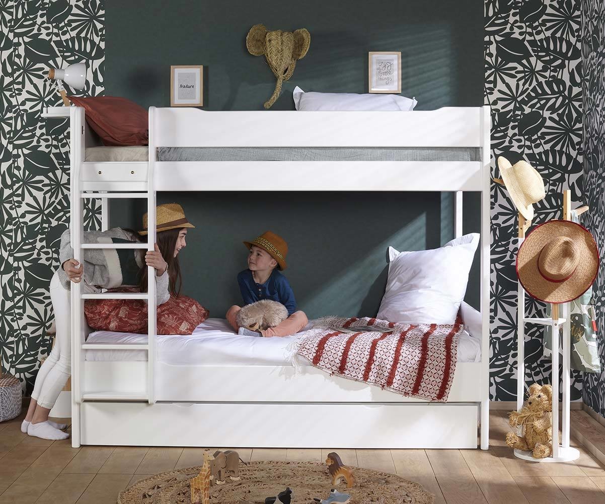 Lit superposé enfant Tigg Blanc 90x190 cm