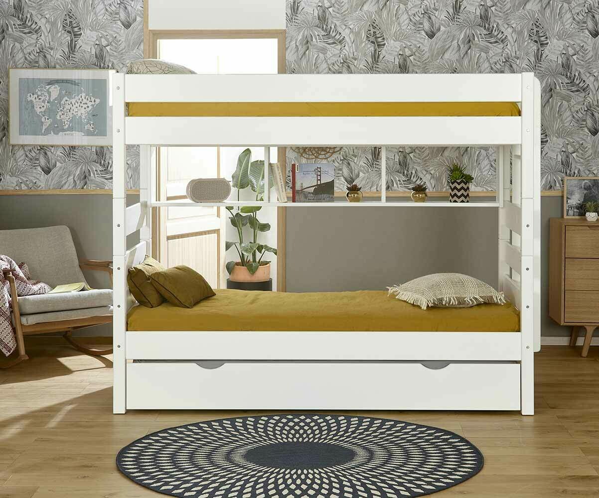 Lit superposé ado haut avec tiroir Kids Bois naturel 90x190 cm