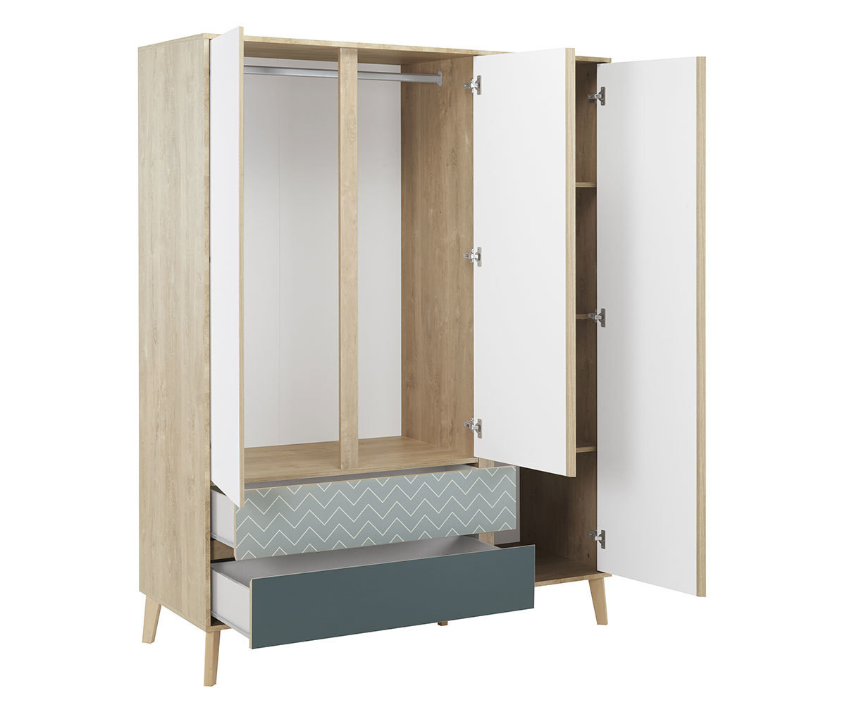 Armoire pour chambre d'enfant bébé de style scandinave avec penderie