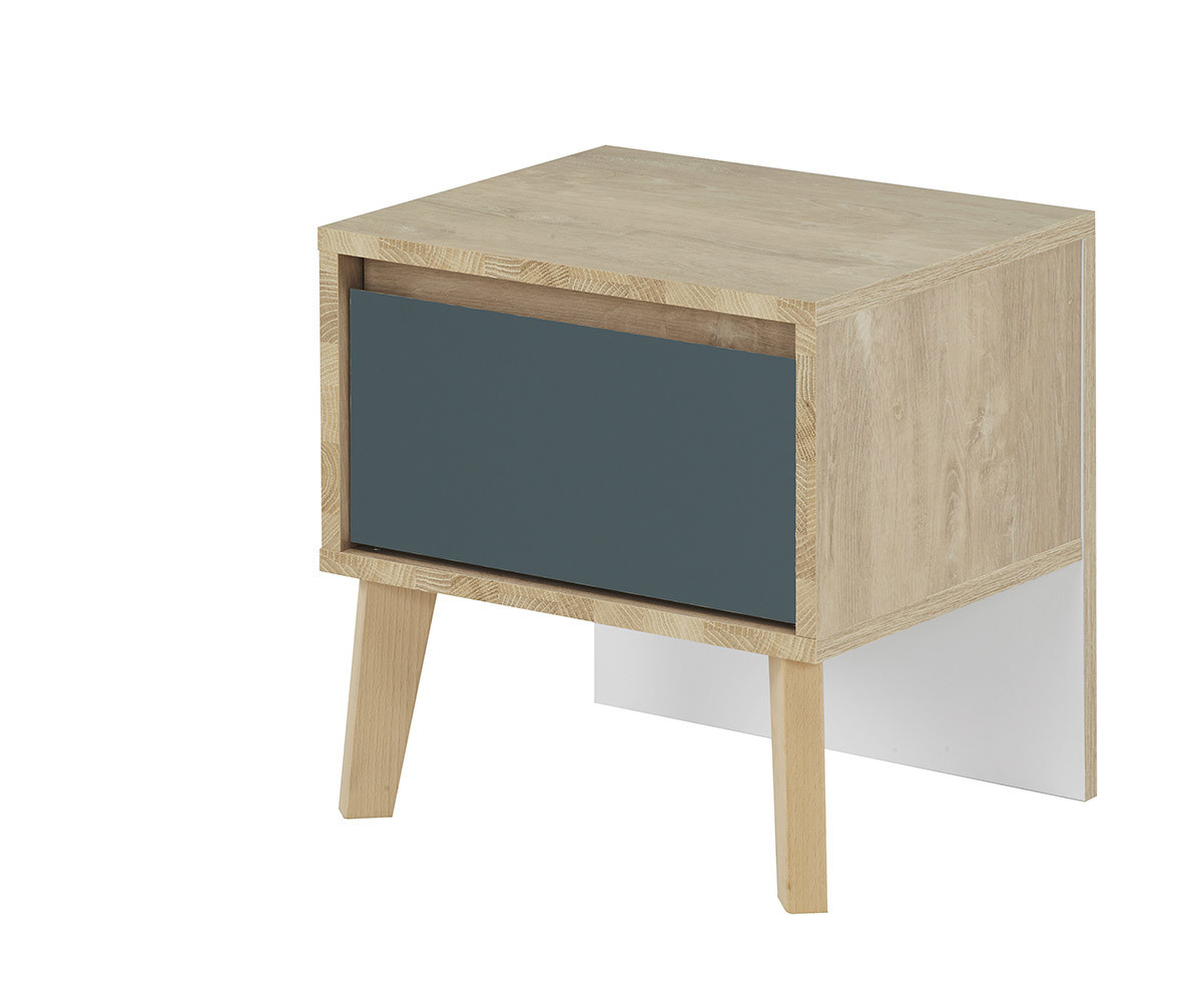 Chevet adulte Pearl Bleu et bois