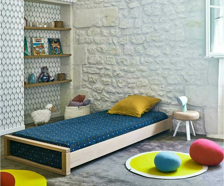 Lit empilable enfant avec sommier Pocus Bois naturel 90x190 cm