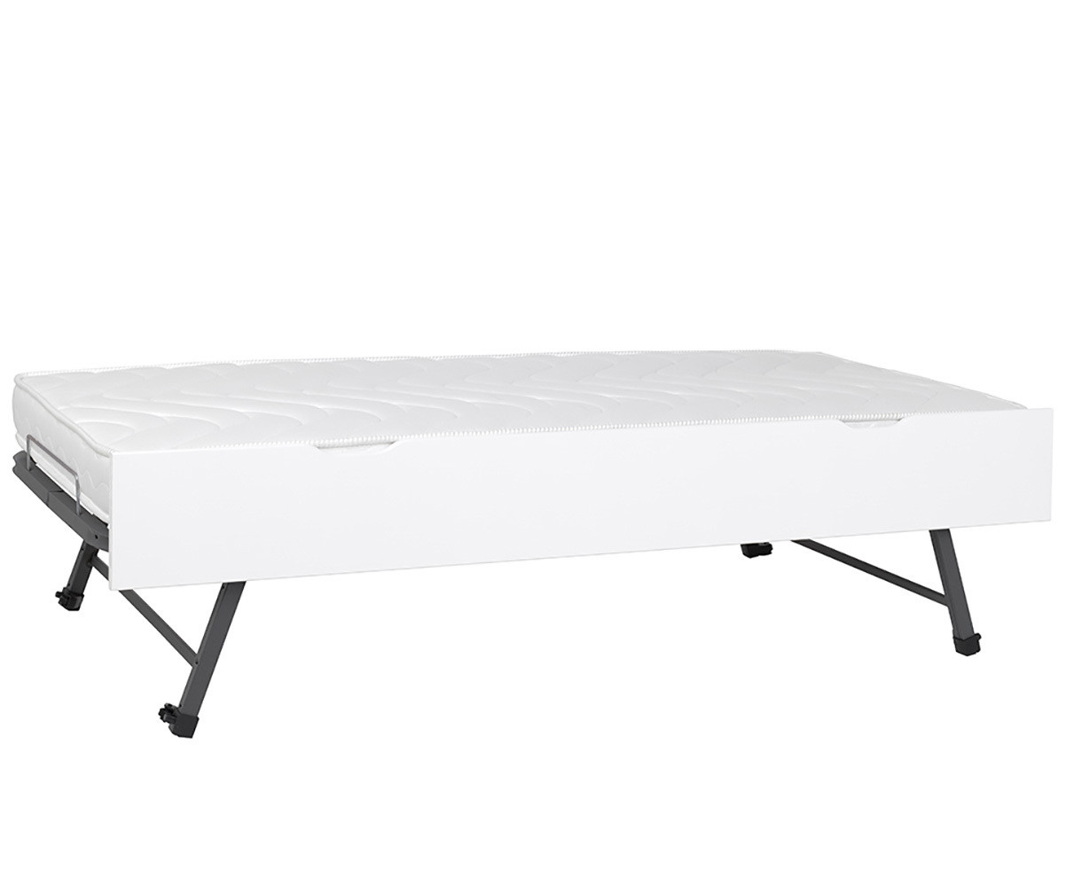 Sommier gigogne adulte avec façade Zou Blanc 80x190 cm