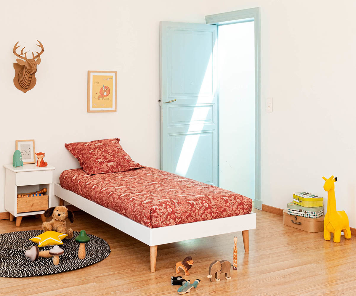 Lit enfant avec pieds, sommier et matelas Honey Blanc 90x190 cm