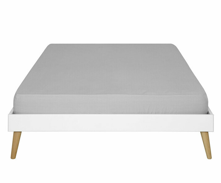 Lit honey ado blanc avec pieds en bois
