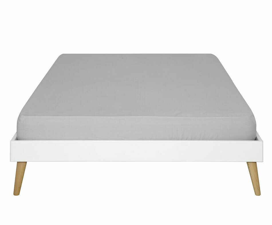 Lit honey ado blanc avec pieds en bois