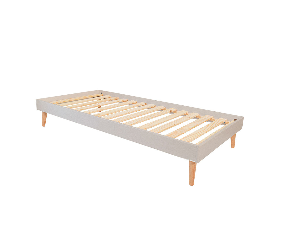 Lit ado avec pieds, sommier et matelas Honey Gris clair 90x190 cm